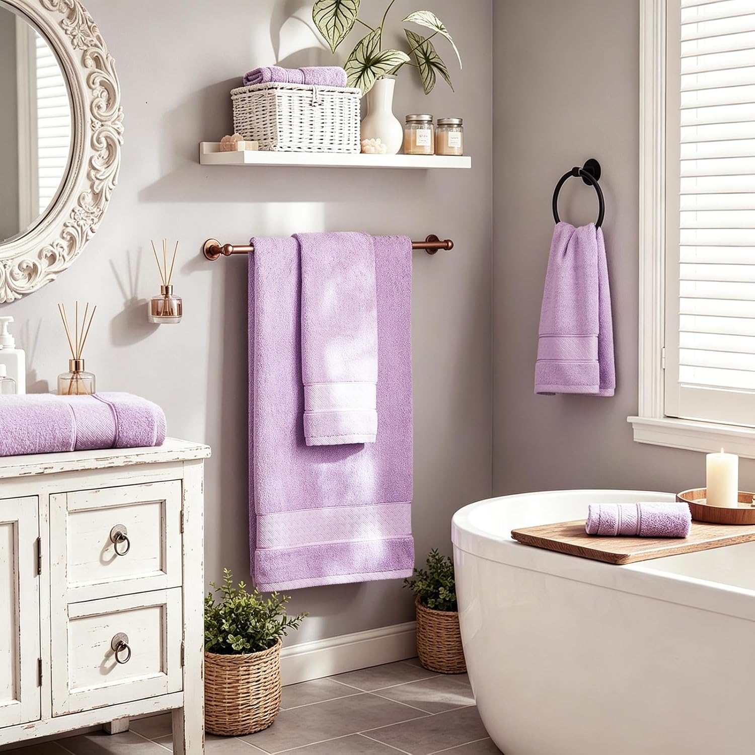 Lavender Bath Towels Set 6 Piece