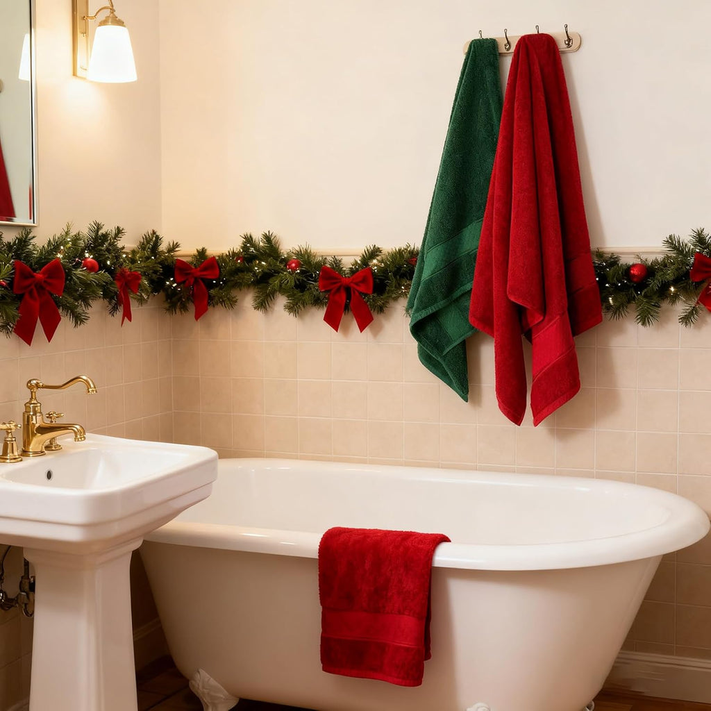 Cherry Red Bath Towel Set 6 Piece