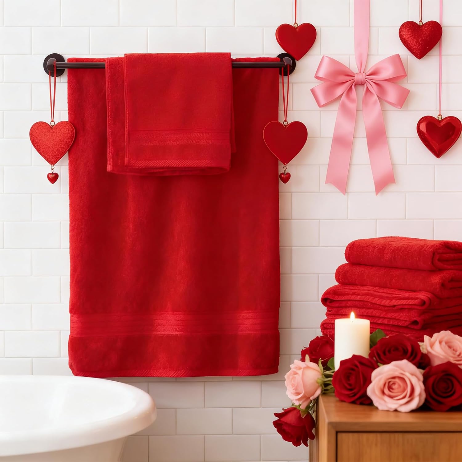 Red Bath 6 Piece Towel Set
