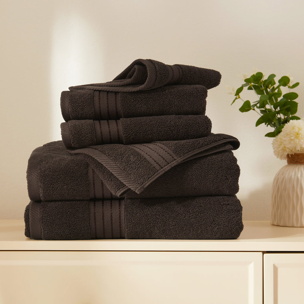 Brown Bath 6 Piece Towel Set