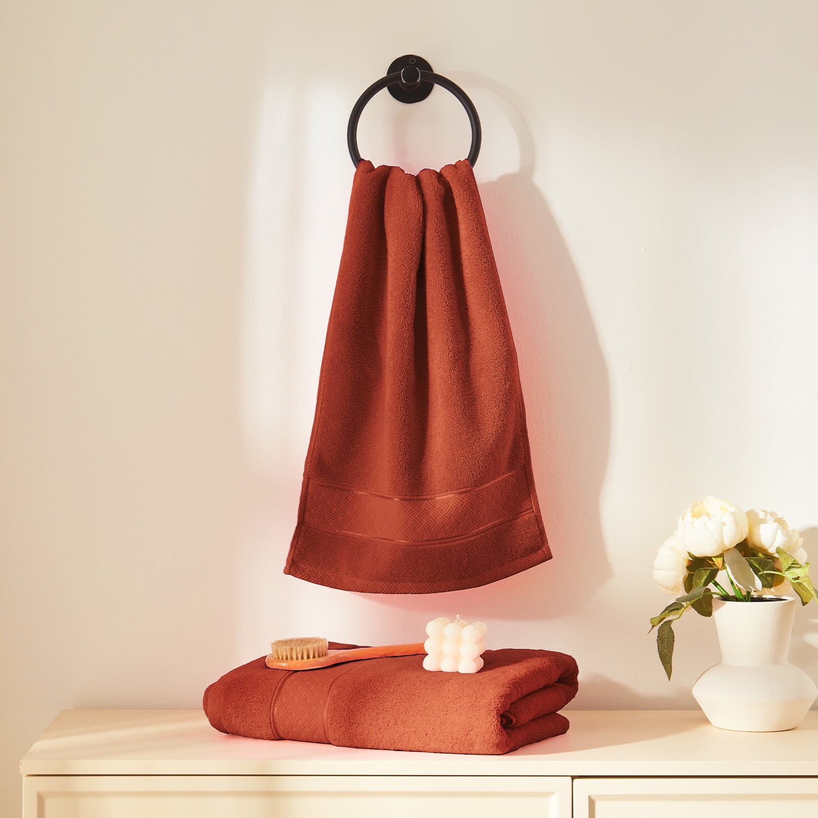 Orange Burnt Orange Bath Towel Set 6 Piece