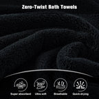 Black Bathroom Towel Sets 6Pcs