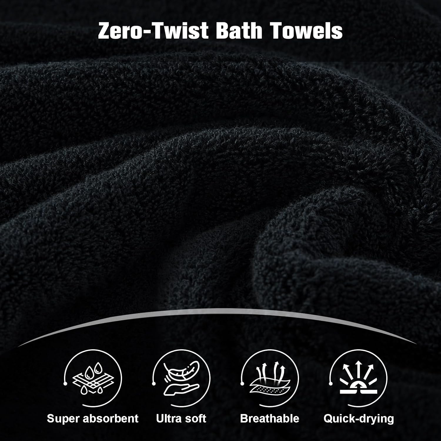 Black Bathroom Towel Sets 6Pcs