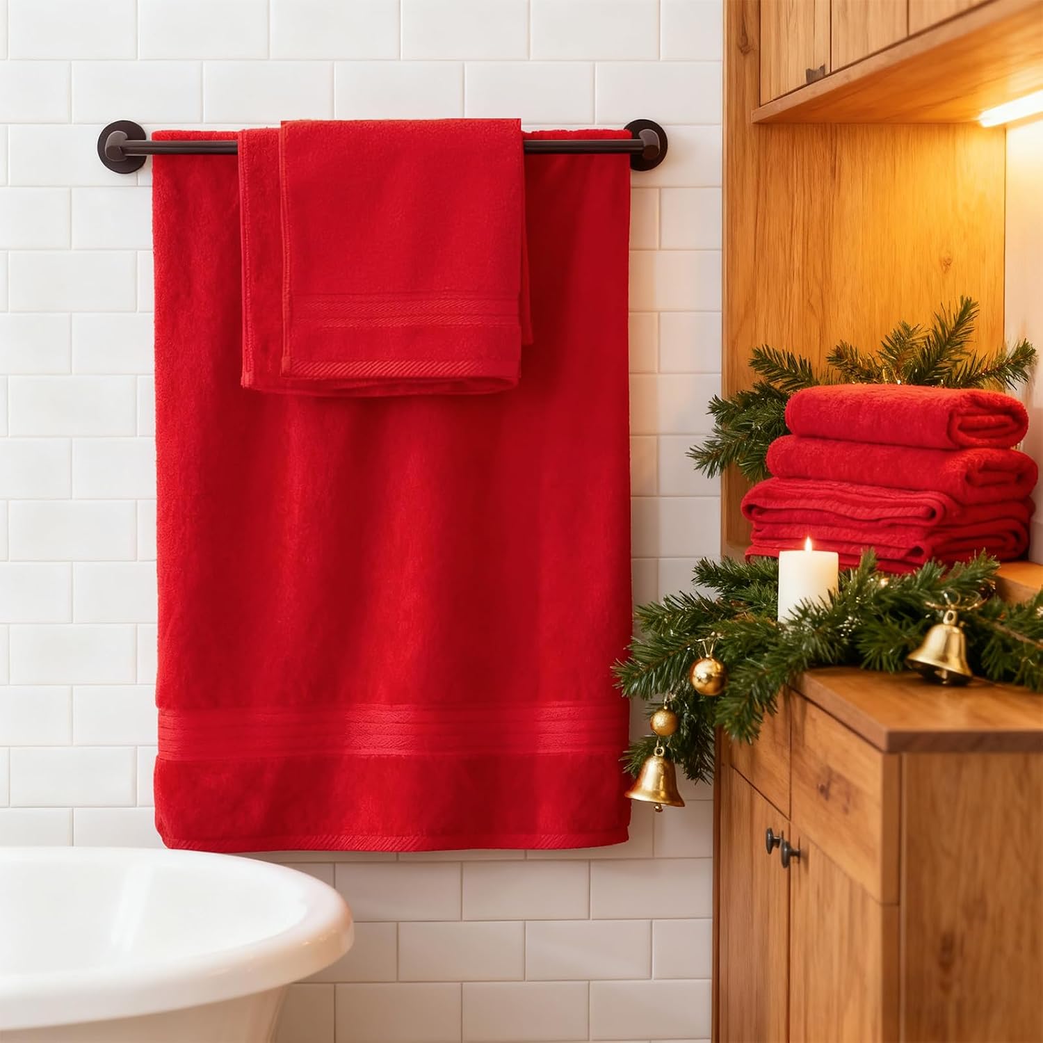 Red 4 Piece Luxury Bath Towels